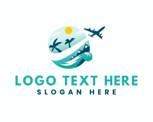 Swimming - Travel Airplane Tourism logo design
