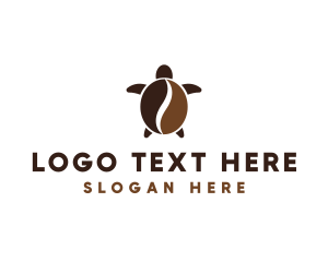 Brown And White - Turtle Cafe Cofee Bean logo design