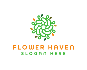 Spiral Green Flower logo design