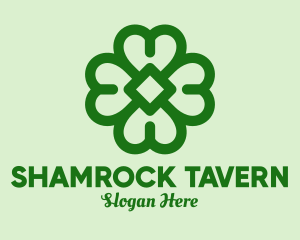 Green Shamrock Outline logo design