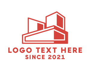Red - Urban Warehouse Storage Building logo design