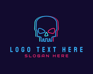 Cyberpunk - Skull Anaglyph Glitch logo design