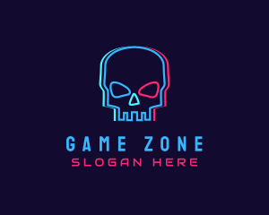 Skull Anaglyph Glitch logo design