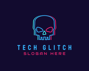 Skull Anaglyph Glitch logo design