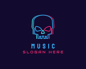 Cyberpunk - Skull Anaglyph Glitch logo design