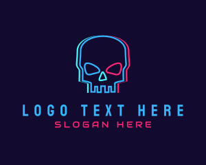 Glitch - Skull Anaglyph Glitch logo design