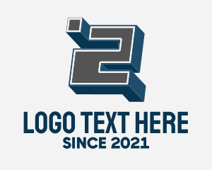 Geometric - 3D Graffiti Number 2 logo design
