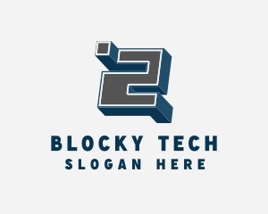 Blocky - 3D Graffiti Number 2 logo design