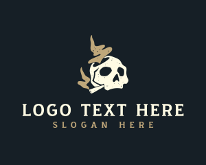 Cigarette - Skull Cannabis Smoke logo design