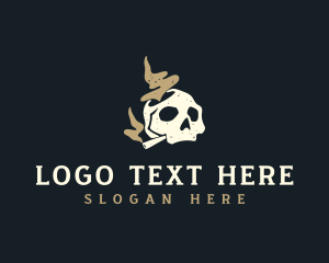 Mascot - Skull Cannabis Smoke logo design