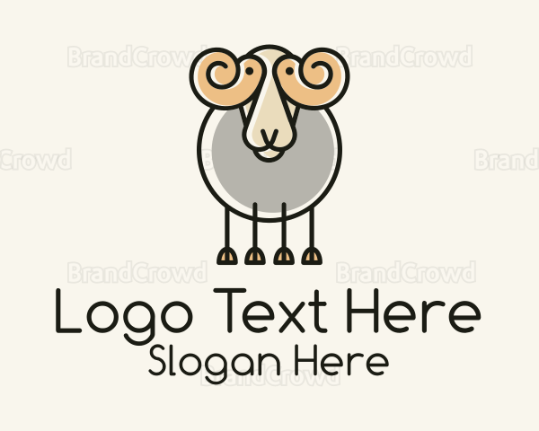 Cartoon Sheep Ram Logo