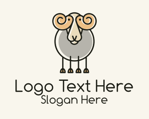 Wild Sheep - Cartoon Sheep Ram logo design
