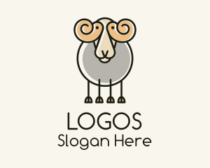Horns - Cartoon Sheep Ram logo design