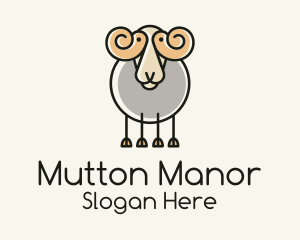 Mutton - Cartoon Sheep Ram logo design