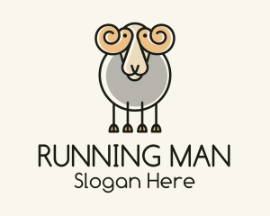 Markhor - Cartoon Sheep Ram logo design