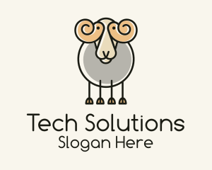 Livestock - Cartoon Sheep Ram logo design