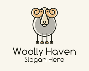Sheep - Cartoon Sheep Ram logo design