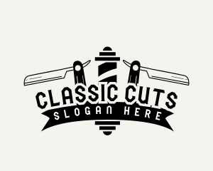 Barber Razor Haircut logo design