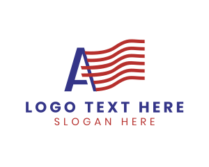 Nation - American Flag Letter A logo design