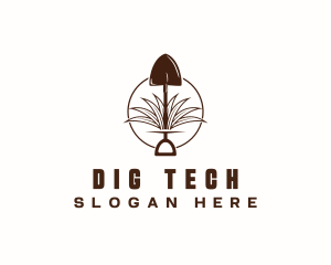 Shovel Digging Grass logo design