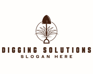 Shovel Digging Grass logo design