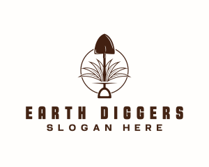 Digging - Shovel Digging Grass logo design