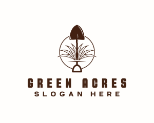 Grass - Shovel Digging Grass logo design