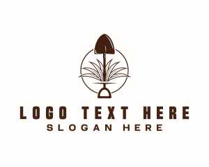 Planting - Shovel Digging Grass logo design