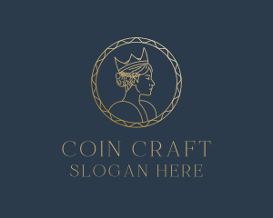 Coin - Golden Queen Coin logo design