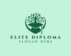 Diploma - Graduation Cap Educational Tree logo design