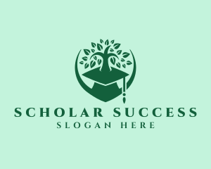 Scholarship - Graduation Cap Educational Tree logo design