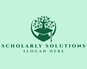 Scholar - Graduation Cap Educational Tree logo design