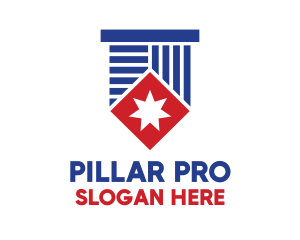 Pillar - Professional Blue Pillar Star logo design