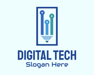Digital Pencil Circuit logo design
