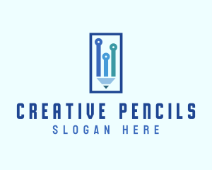 Digital Pencil Circuit logo design