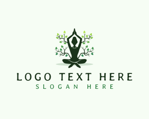 Meditation - Woman Tree Meditation logo design