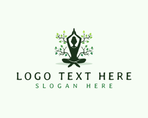 Vegan - Woman Tree Meditation logo design