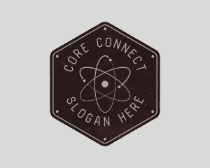 Retro Atomic Badge logo design