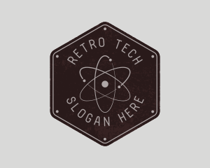 Retro Atomic Badge logo design