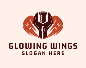 Mechanic Winged Wrench logo design