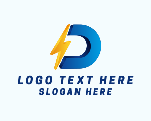 Electric - Lightning Bolt Electricity Letter D logo design