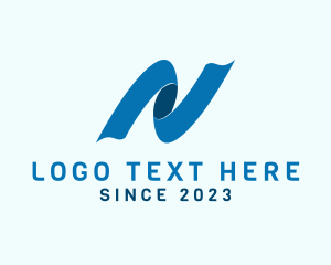 Media Agency - Blue Media Ribbon Letter N logo design