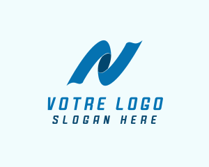 Blue - Media Ribbon Letter N logo design