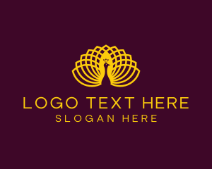 Premium - Golden Peacock Lotus logo design