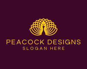 Golden Peacock Lotus logo design