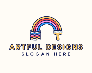  Rainbow Paint Bucket logo design