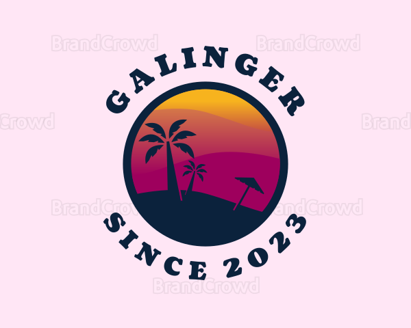 Sunset Beach Scenery Logo