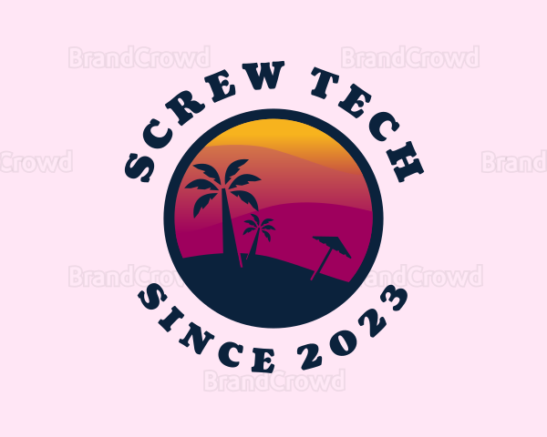 Sunset Beach Scenery Logo