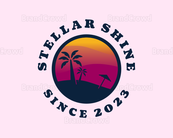 Sunset Beach Scenery Logo