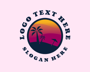 Sunset Beach Scenery Logo